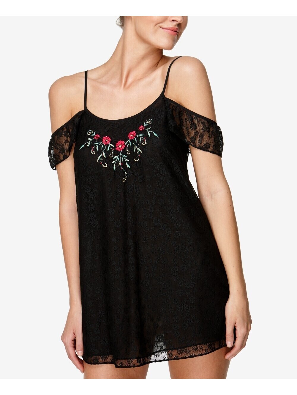 Flora By Flora Nikrooz Womens Angela Cold-Shoulder Lace Chemise Size S